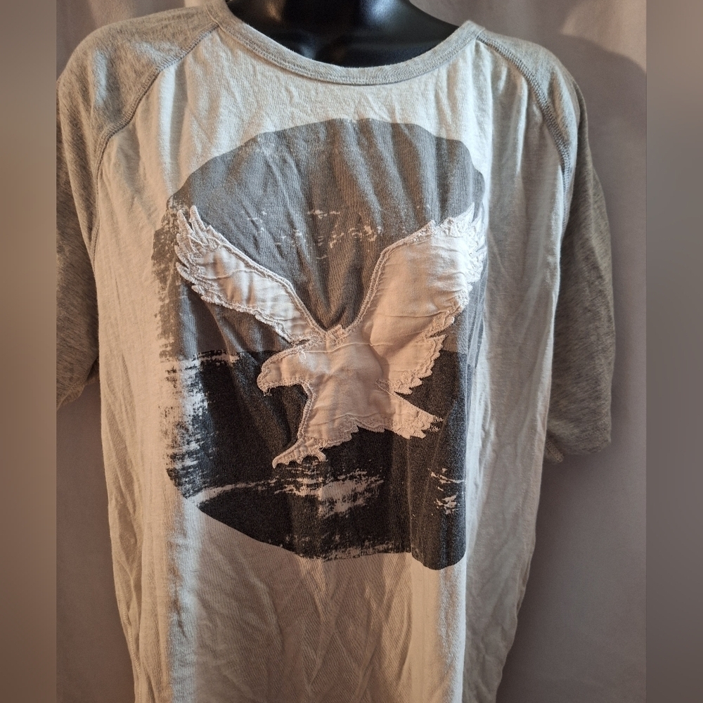 American Eagle Outfitters Gray and White Graphic Tee